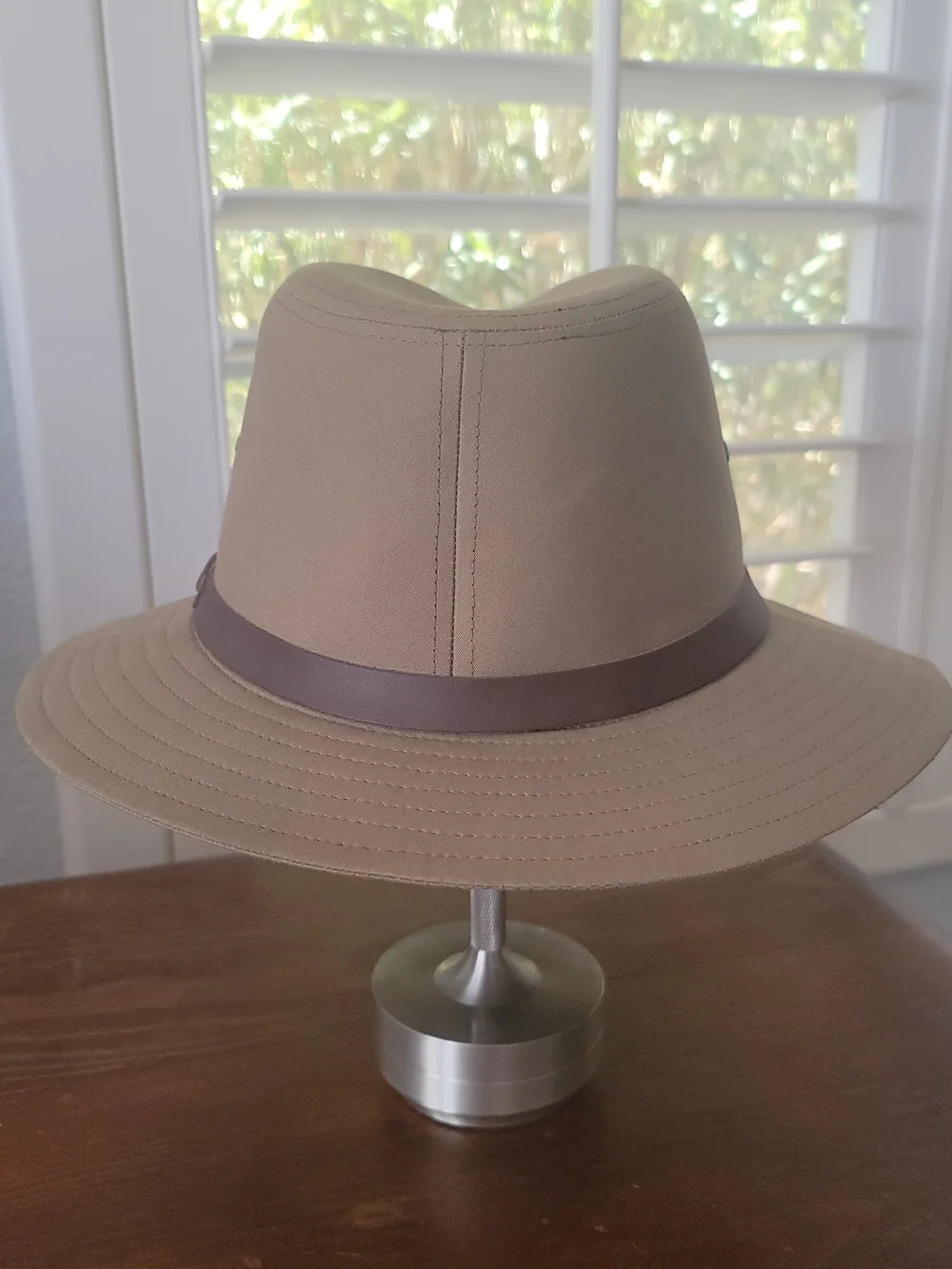 Dobbs Men's Light Beige Safari Hat with Brown Leather Band SZ 7.5